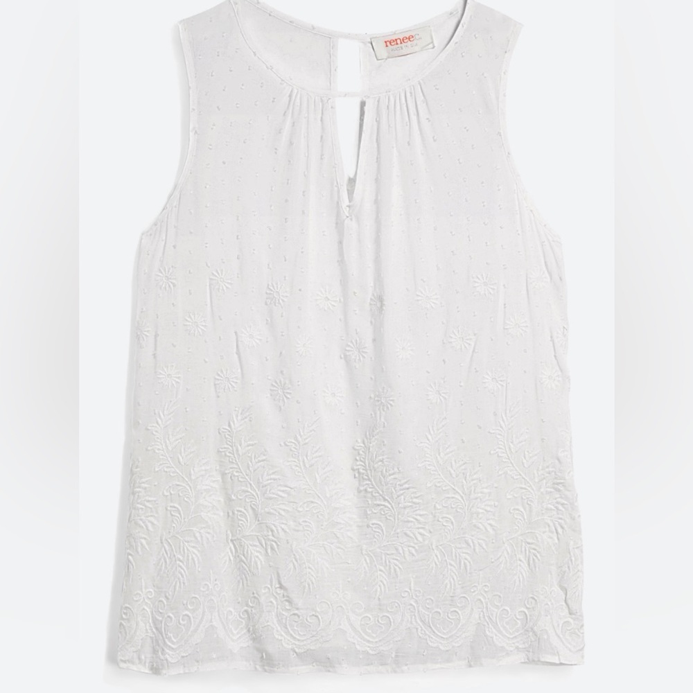Renee C Vennie Embroidery Detail Top, NWT